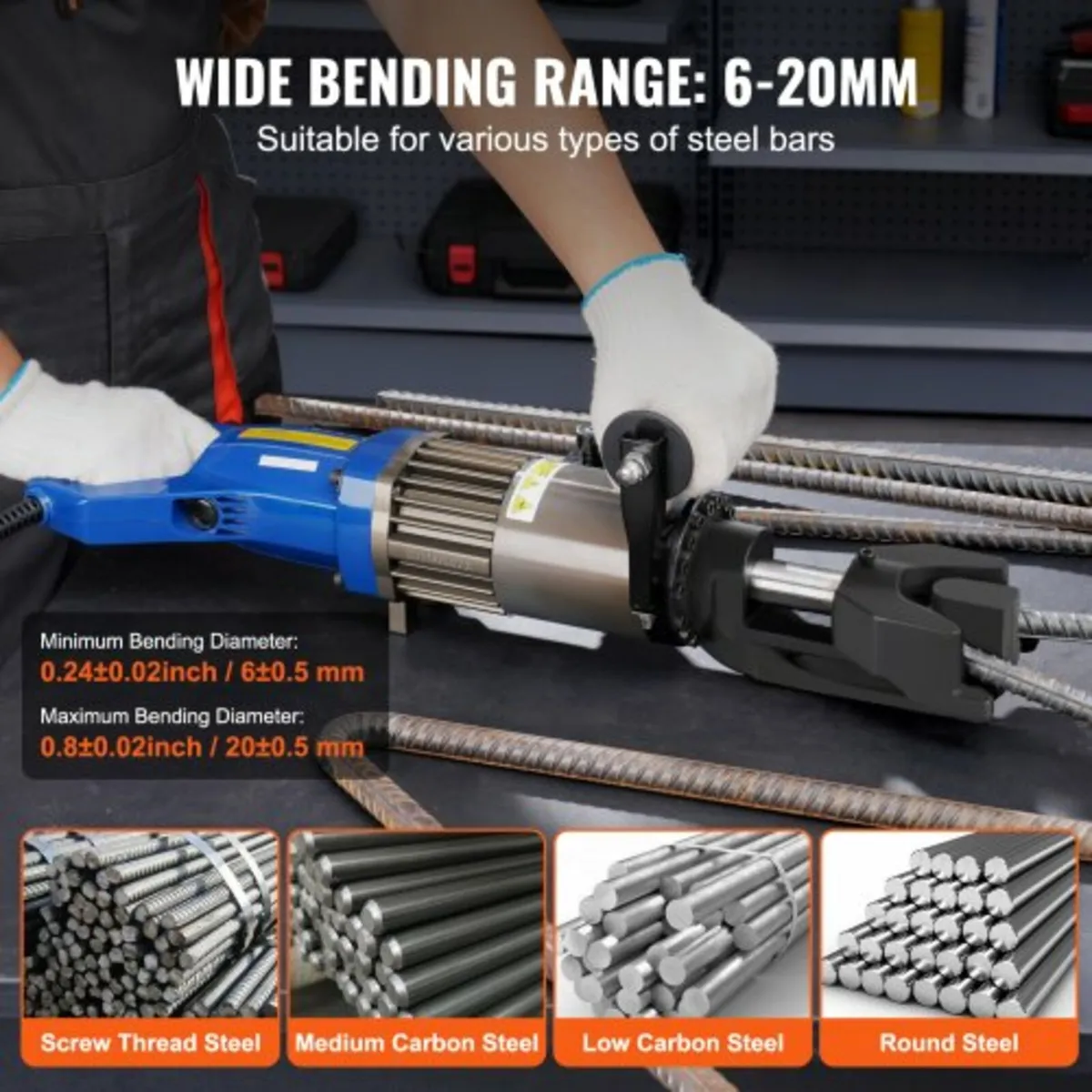 Electric Hydraulic Rebar Bender, 1500W Portable Re - Image 3