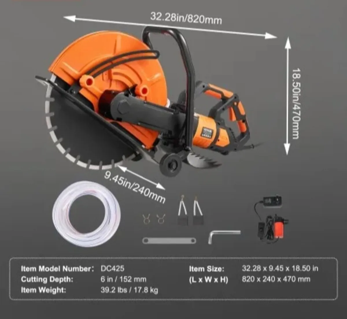 16"/40.6 cm Electric Concrete Saw Wet/Dry Saw Cutt - Image 4