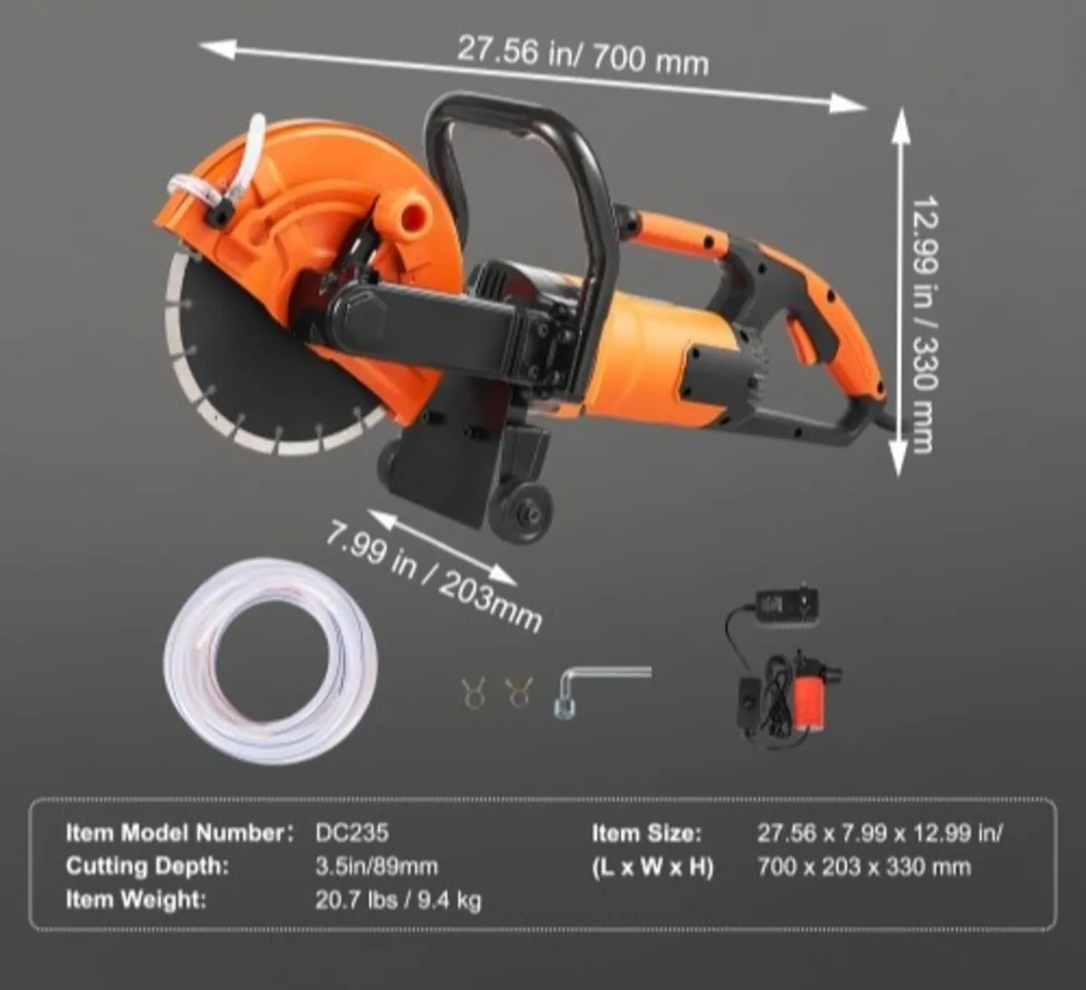 9"/22.9 cm Electric Concrete Saw Wet/Dry Saw Cutte - Image 3