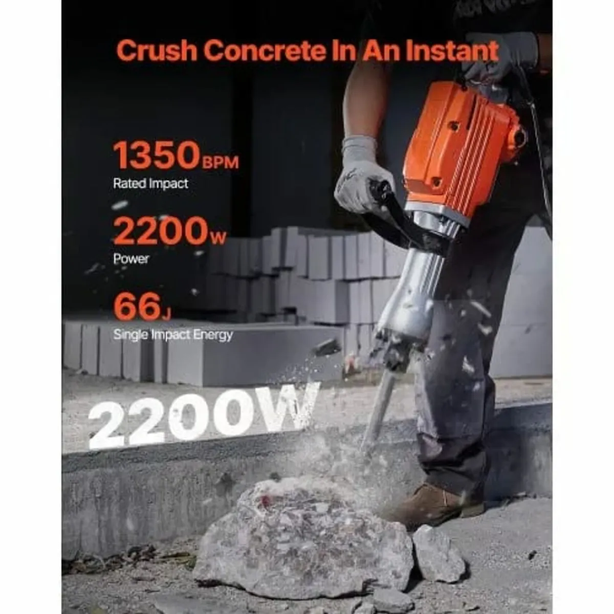 Demolition Jack Hammer Concrete Breaker 2200W Elec - Image 2