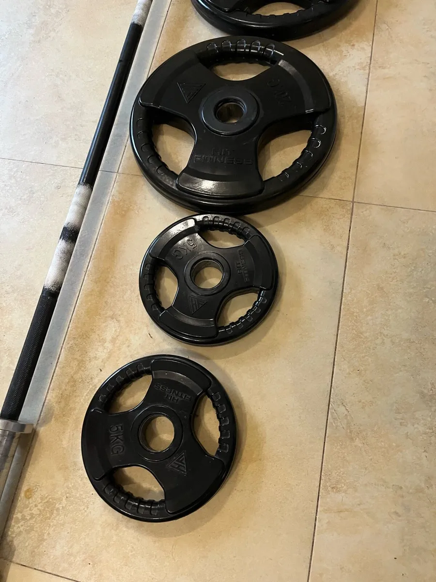 65kg barbell and Olympic weight plates set - Image 2