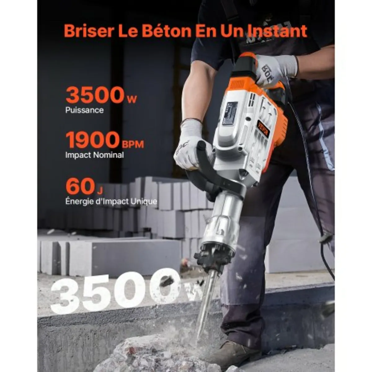 Demolition Jack Hammer, 3500W Jack Hammer Concrete - Image 2