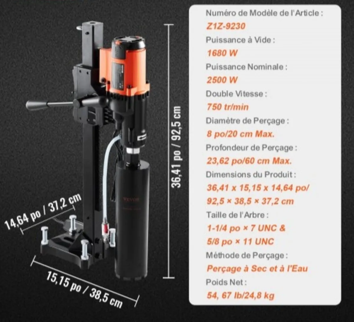 Wet&Dry Diamond Core Drill Machine Concrete Core D - Image 3