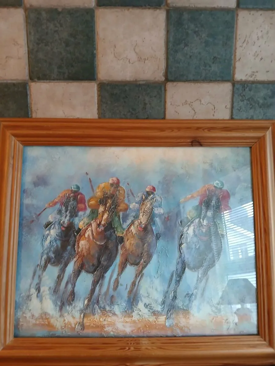Horse Racing Oil Painting:Renowned Scene Artist! - Image 1