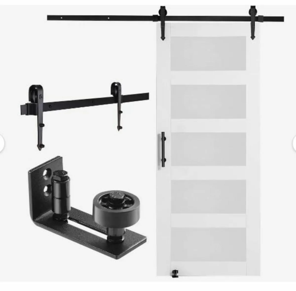 Barn Door and Hardware Kit, 32" x 84" Wood and Gla - Image 1