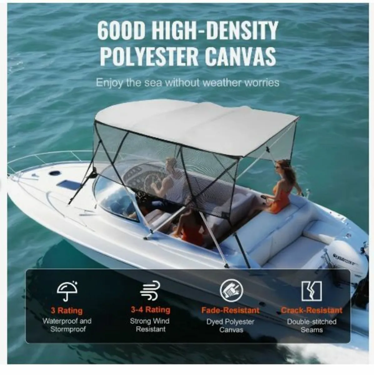 4 Bow Bimini Top Boat Cover - Image 3