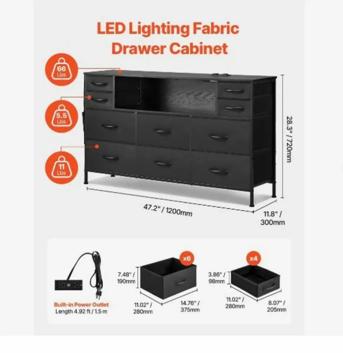 10 Drawer Dresser, Fabric Drawer Dresser - Image 2