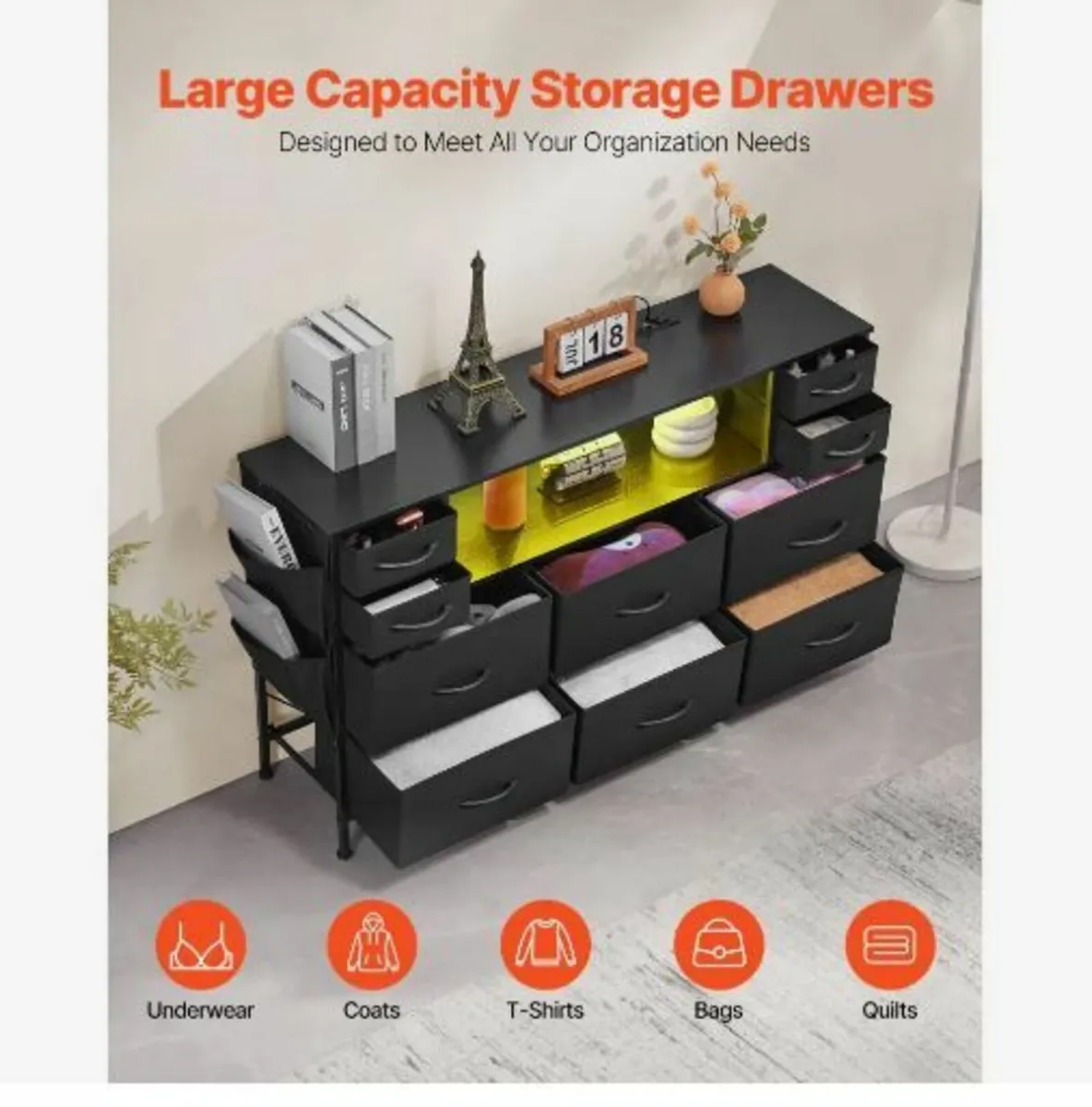 10 Drawer Dresser, Fabric Drawer Dresser - Image 3