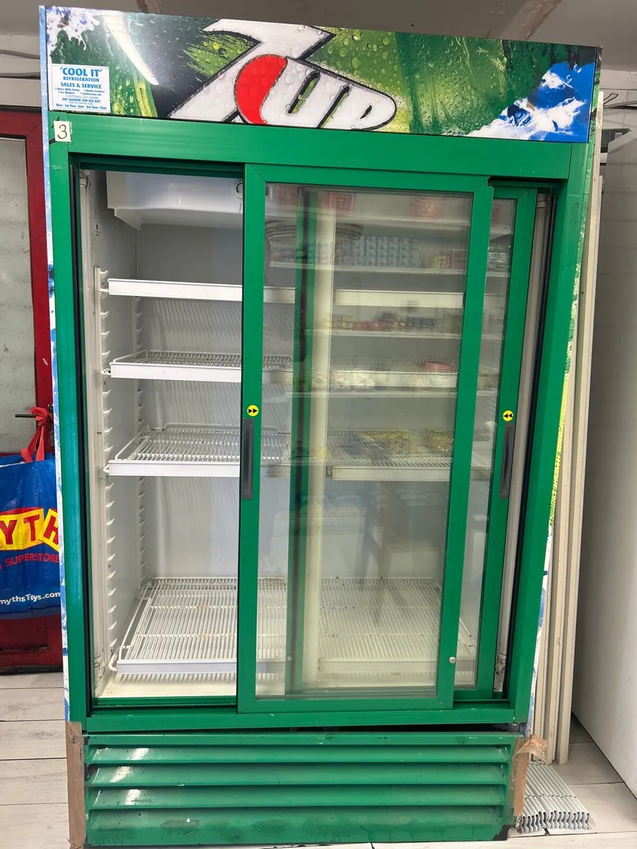 Commercial Double Door Display Fridge – Green - Image 1