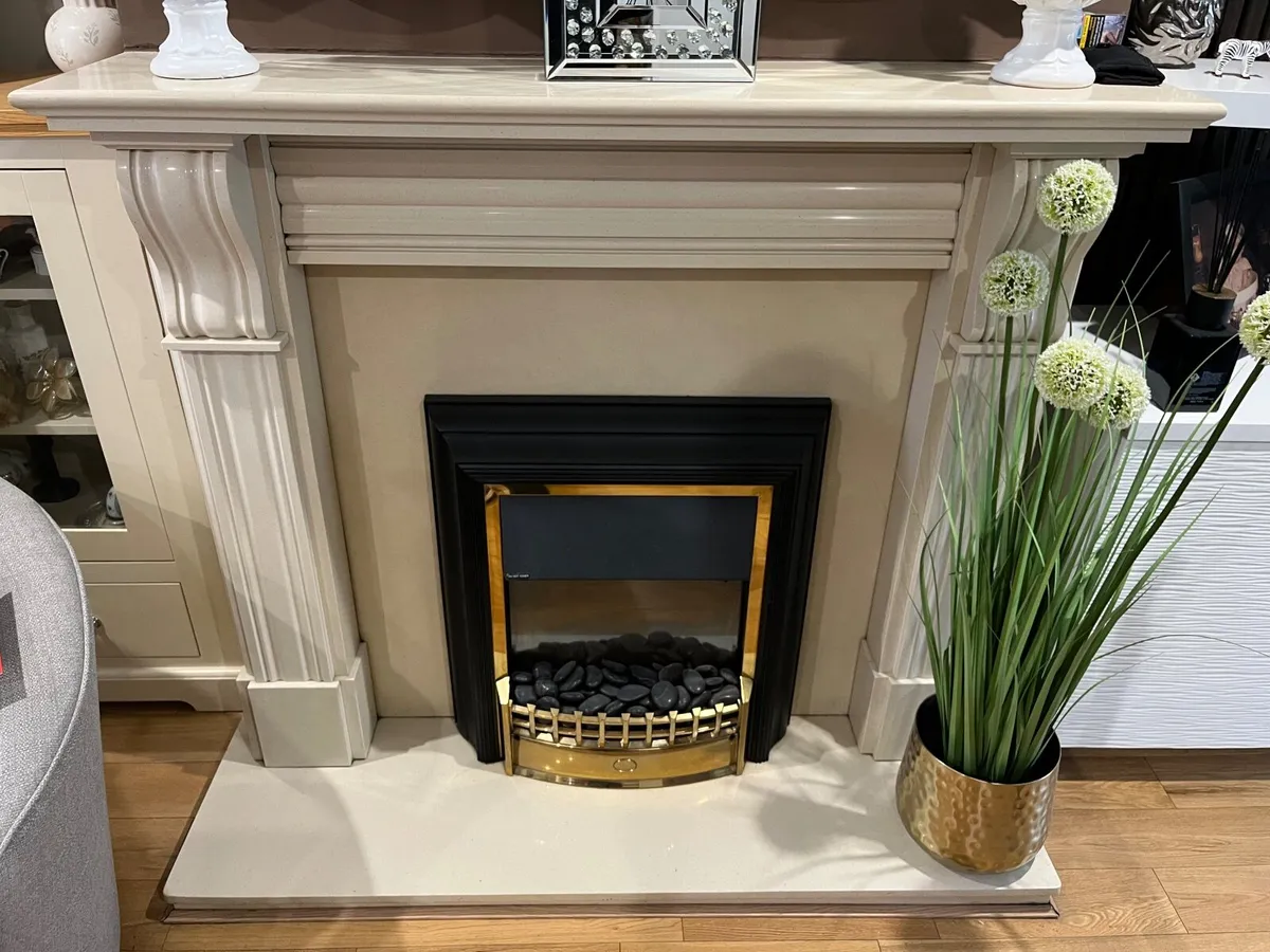 Fireplace Mantle and Fire For Sale - Image 1