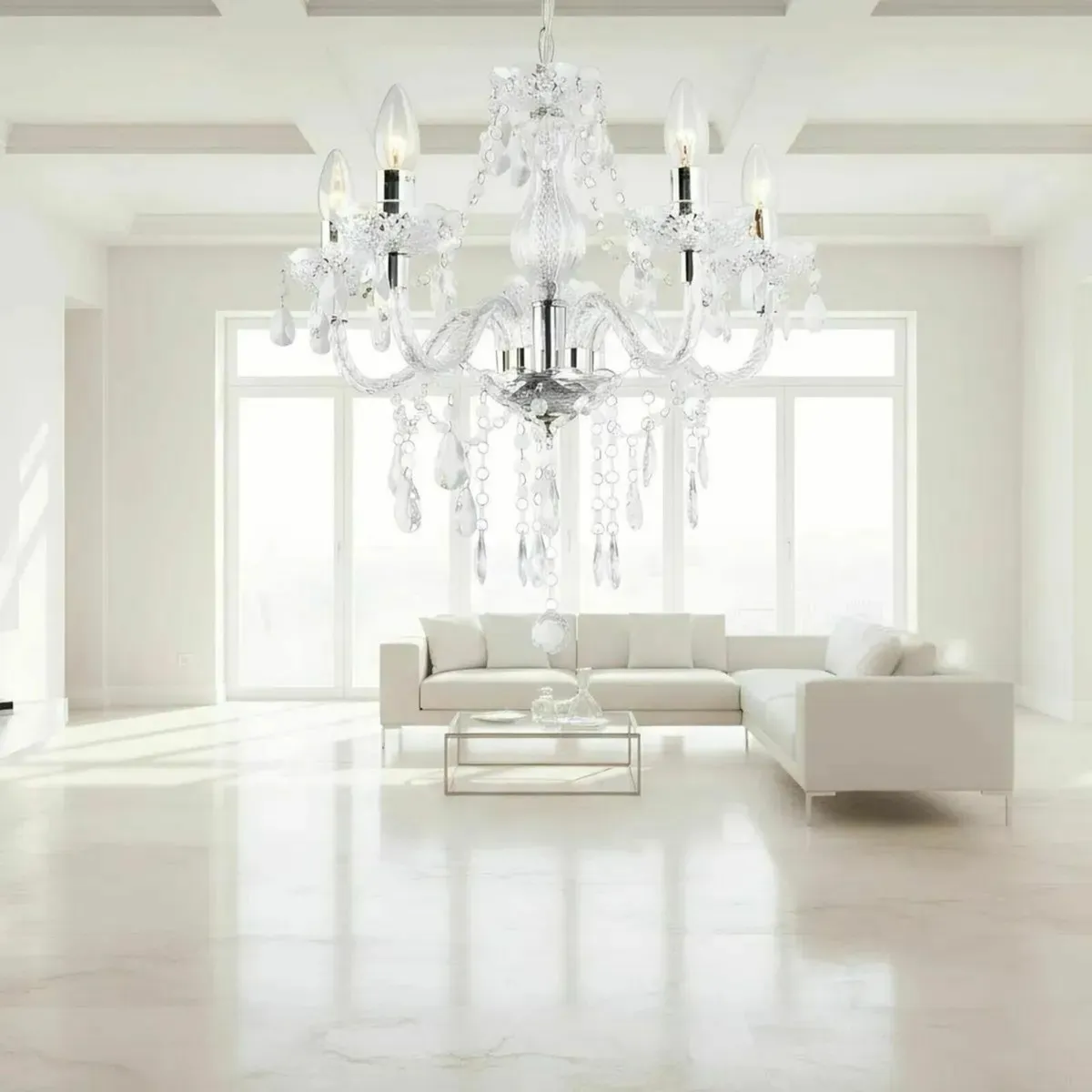 Chandelier 5-Light Modern Pendant with Clear Glass - Image 1