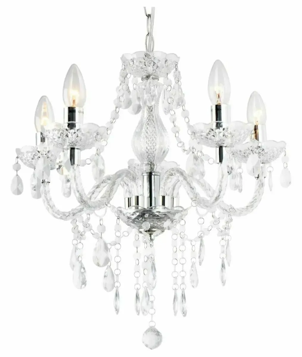 Chandelier 5-Light Modern Pendant with Clear Glass - Image 4