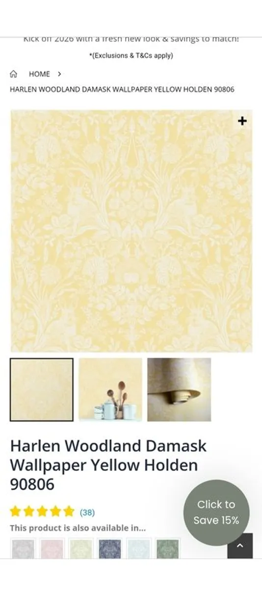 Harlen Woodland Damask wallpaper x 2 rolls - Image 1