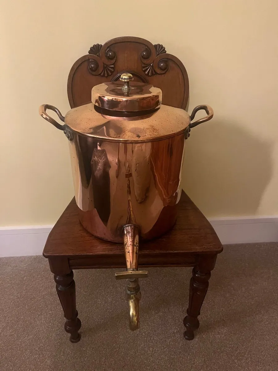 Antique John Perry & Son Cork Copper Urn Kettle - Image 2