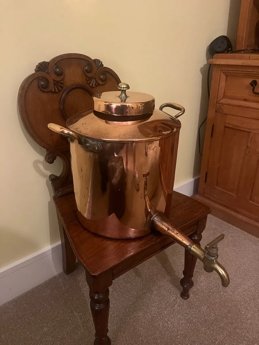 Antique John Perry & Son Cork Copper Urn Kettle - Image 3