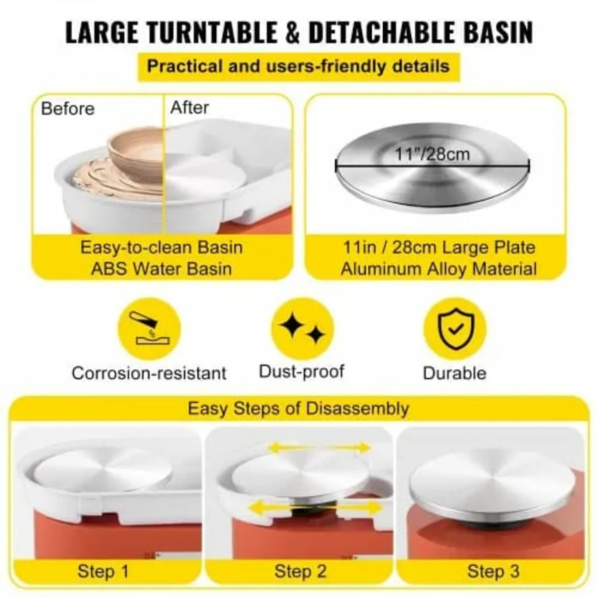 Pottery Wheel 27.9 cm 0-300 RPM Ceramic Wheel, 350 - Image 2