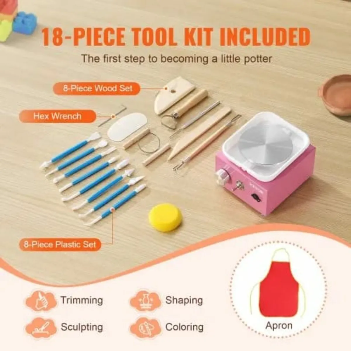 Mini Pottery Wheel, 0-320RPM Adjustable Speed Deta - Image 4