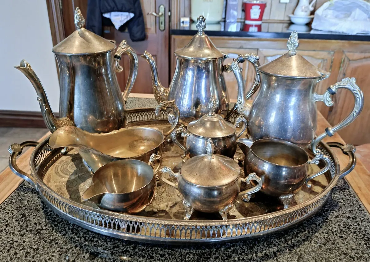 Tray/tea/coffee/sugar Milk, (some silver Plated). - Image 1