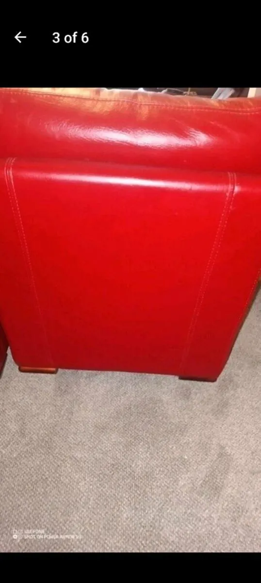 2 Red Leather armchairs - Image 3