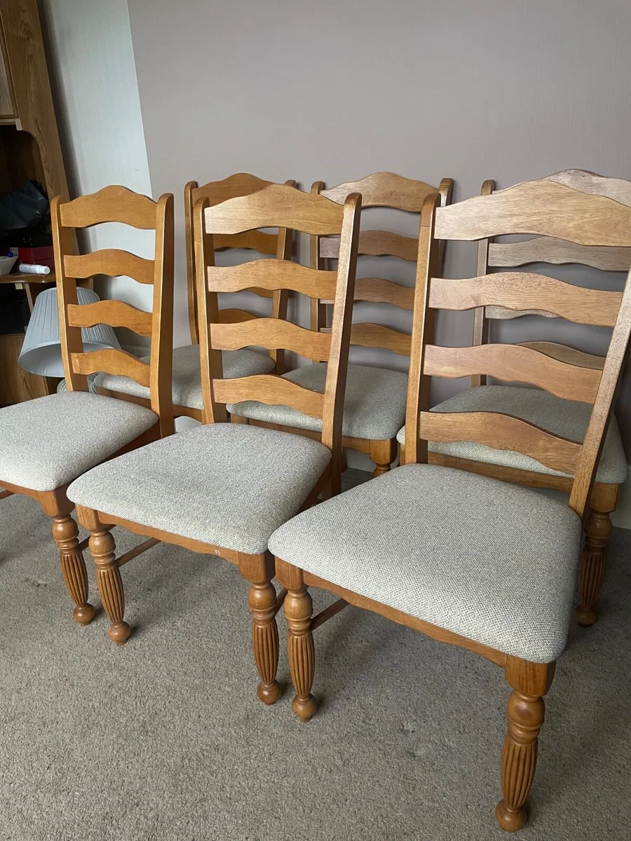 Solid wooden dining chairs – 6 available - Image 1