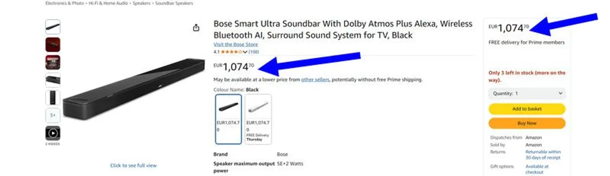Bose Smart Ultra Soundbar, Alexa, AI, collection available - Image 3