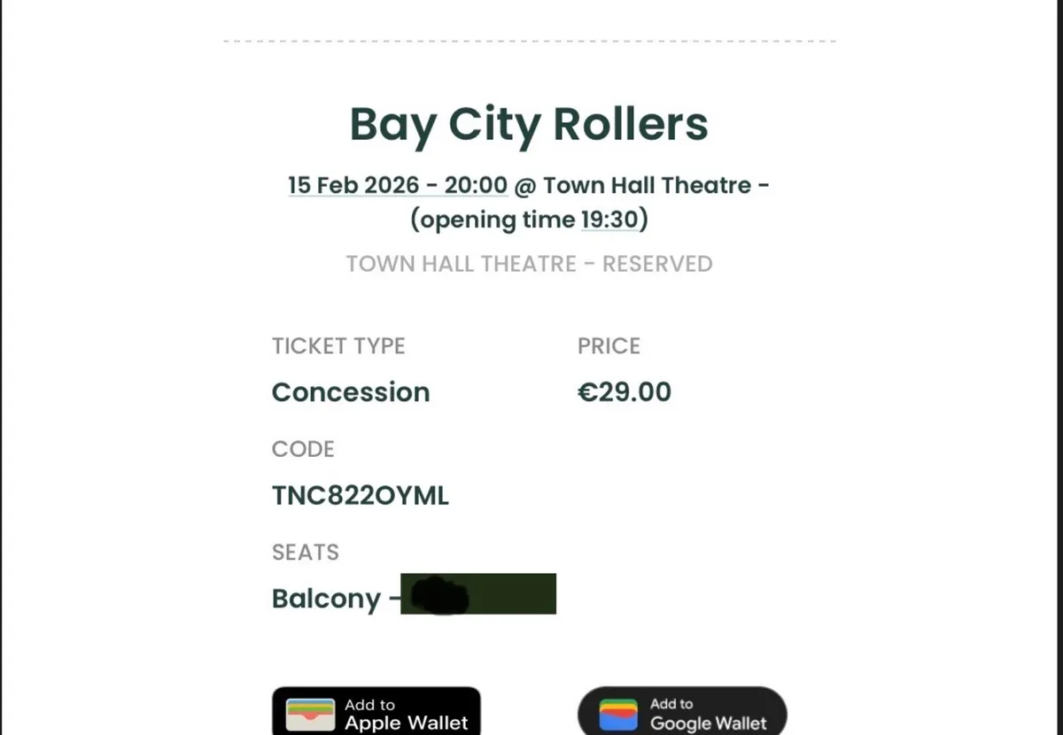 Bay City Rollers Town Hall Theatre Galway