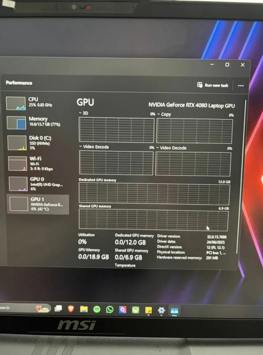 MSI Vector 16 HX Laptop RTX 4080, I7-14650HX, 1TB - Image 2