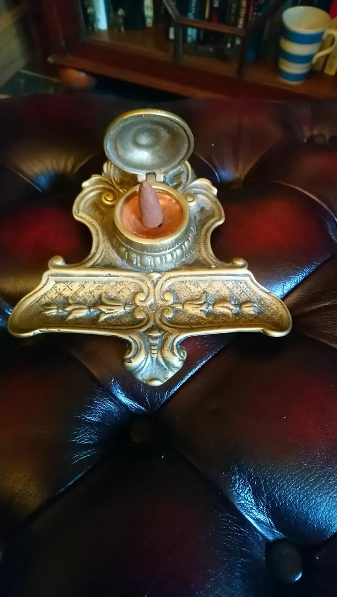 Converted Brass inkwell incense burner - Image 2