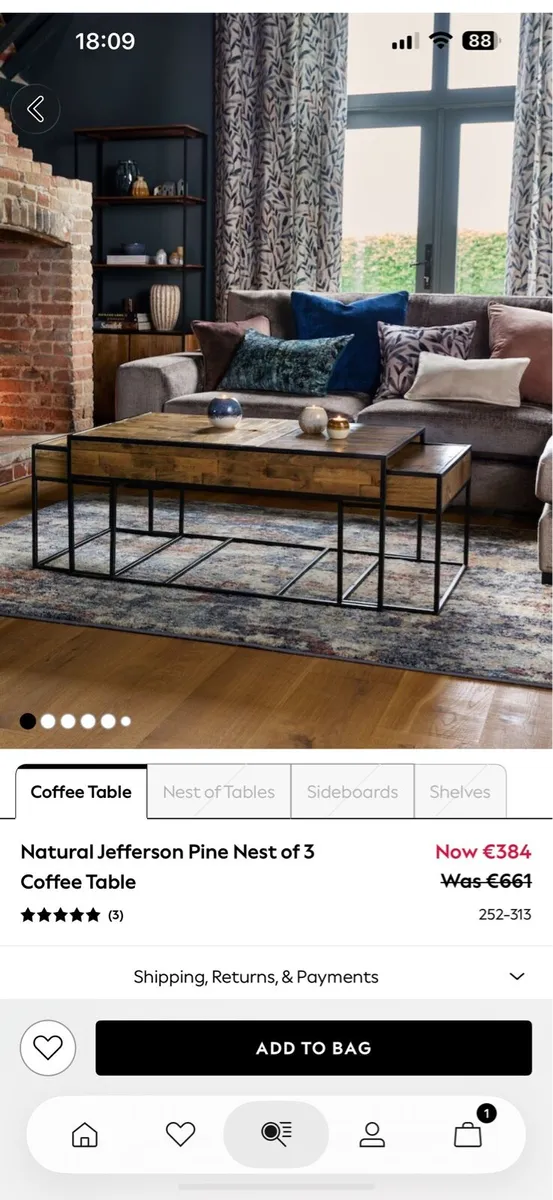 National Jefferson pine nest of three coffee table - Image 1
