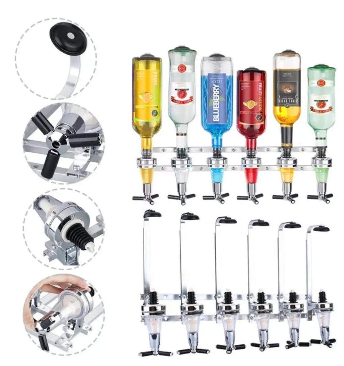 Wall Mounted 6 Bottle Optic Dispenser Home Bar - Image 4