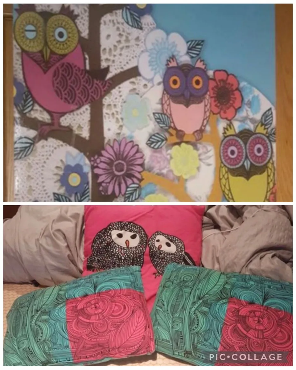 Owl picture and cushions - Image 1