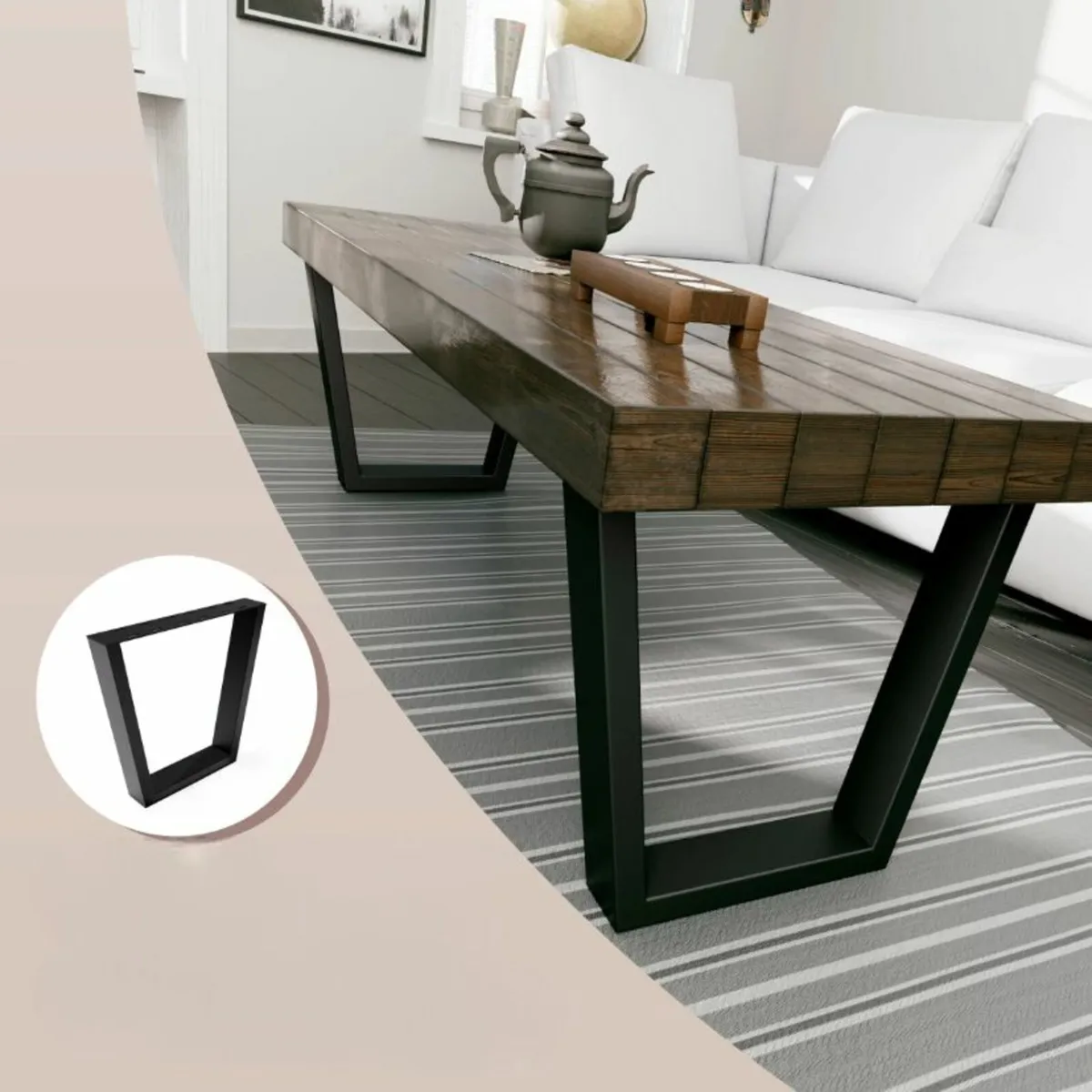 Metal Table Legs Type V Loft Style 77×70 cm Set 2 - Image 4