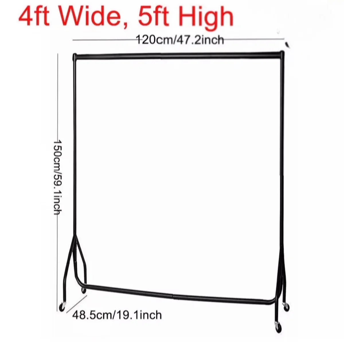 4ft Clothes Rail Heavy Duty on Wheels NEW - Image 2