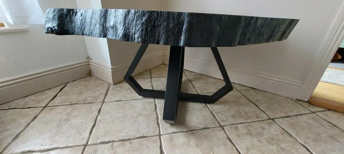 Solid Black Live Edge Coffee Table – Handmade - Image 3