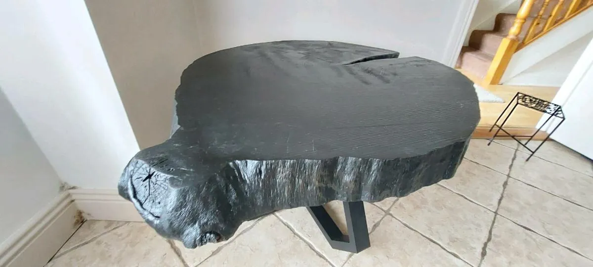 Solid Black Live Edge Coffee Table – Handmade - Image 4
