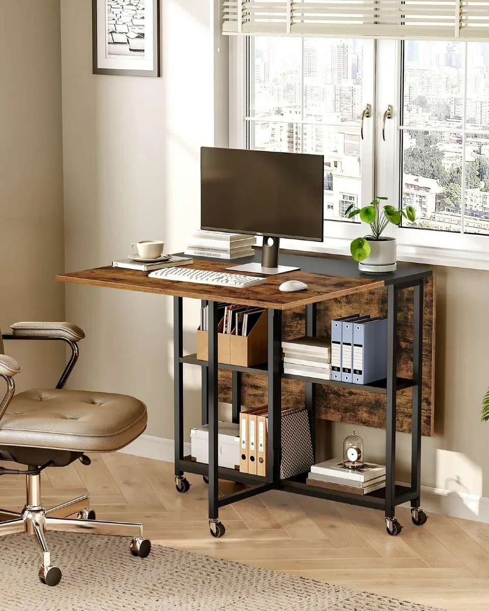 Folding Dining Table, Movable Kitchen Table 120cm - Image 4