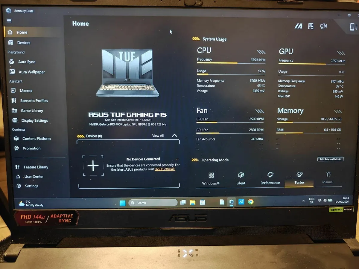 Aus Tuf Gaming Laptop F15 FX507ZV4 - Image 1