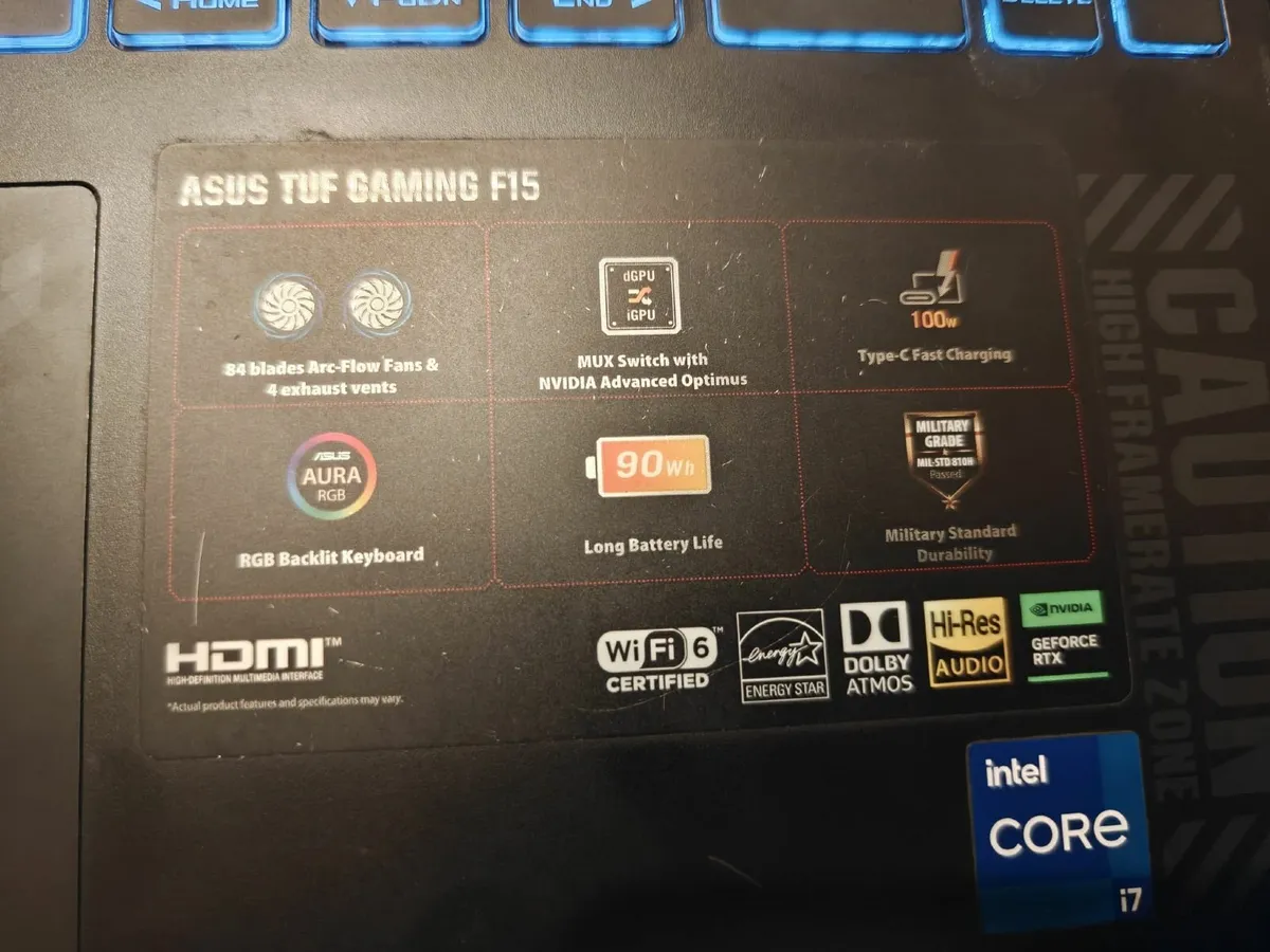 Aus Tuf Gaming Laptop F15 FX507ZV4 - Image 2