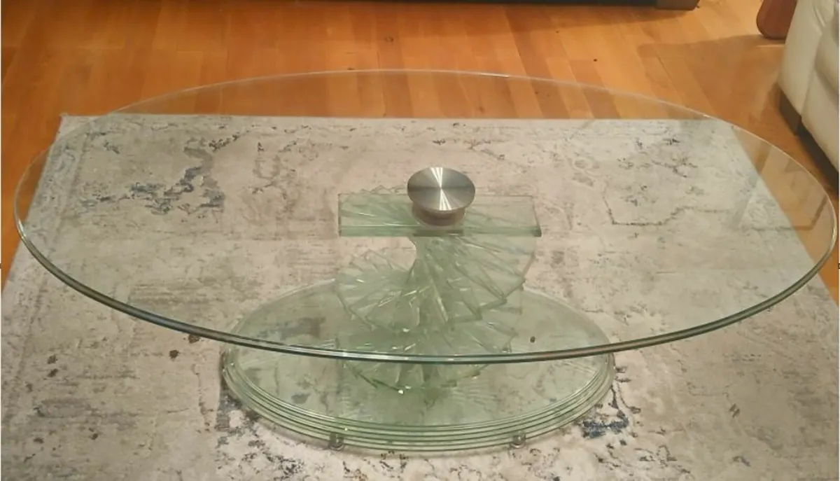 Glass Coffee table , Laura Ashley Lamp, Mirror - Image 1