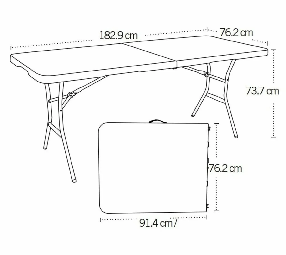 1.83m Dining Folding Table, White Party BBQ Coffee - Image 3