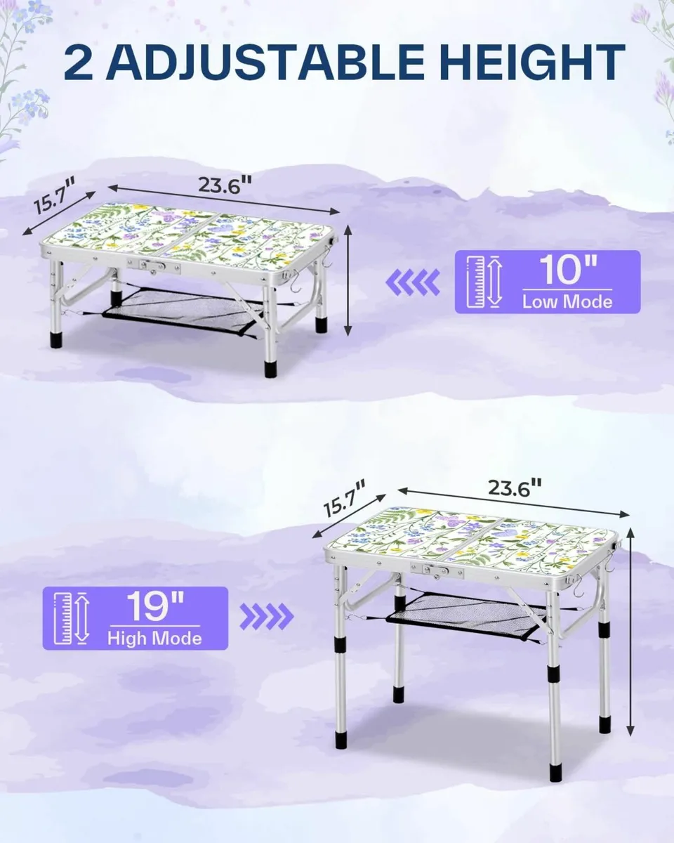 Folding Camping Table Adjustable Height 60cm - Image 2