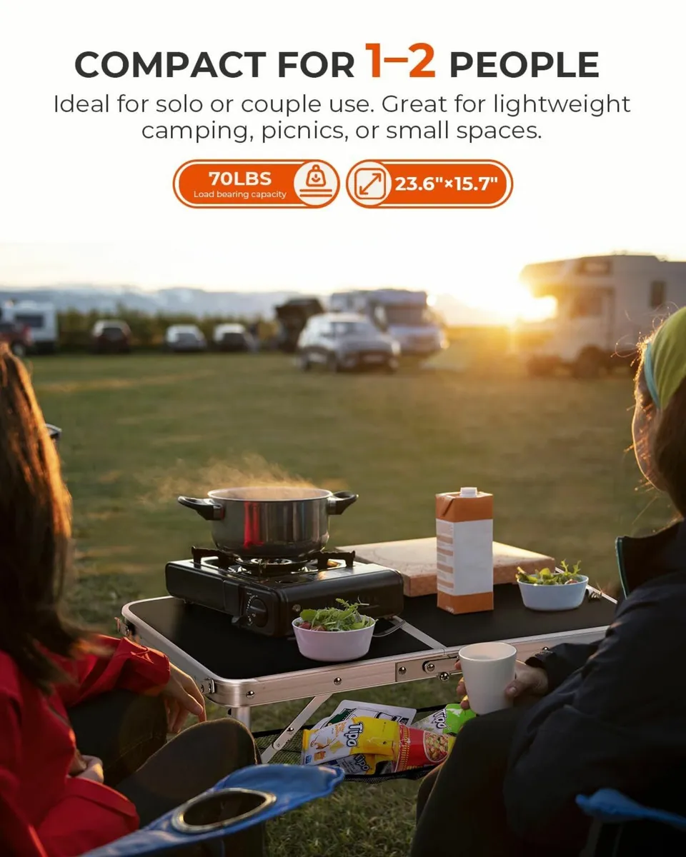 Folding Camping Table Adjustable 60x40cm - Image 3