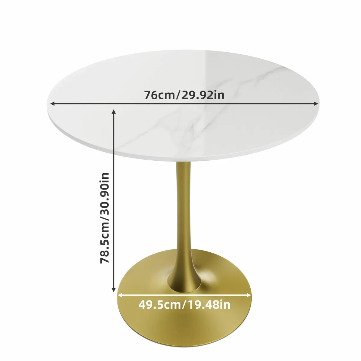 Kitchen Dining Table Marble Coffee table 76cm - Image 3