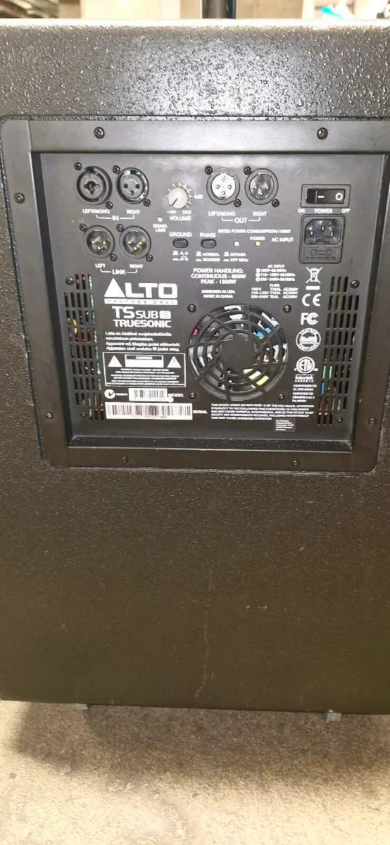 Pair Alto Truesonic 1200 watt bass subs - Image 3