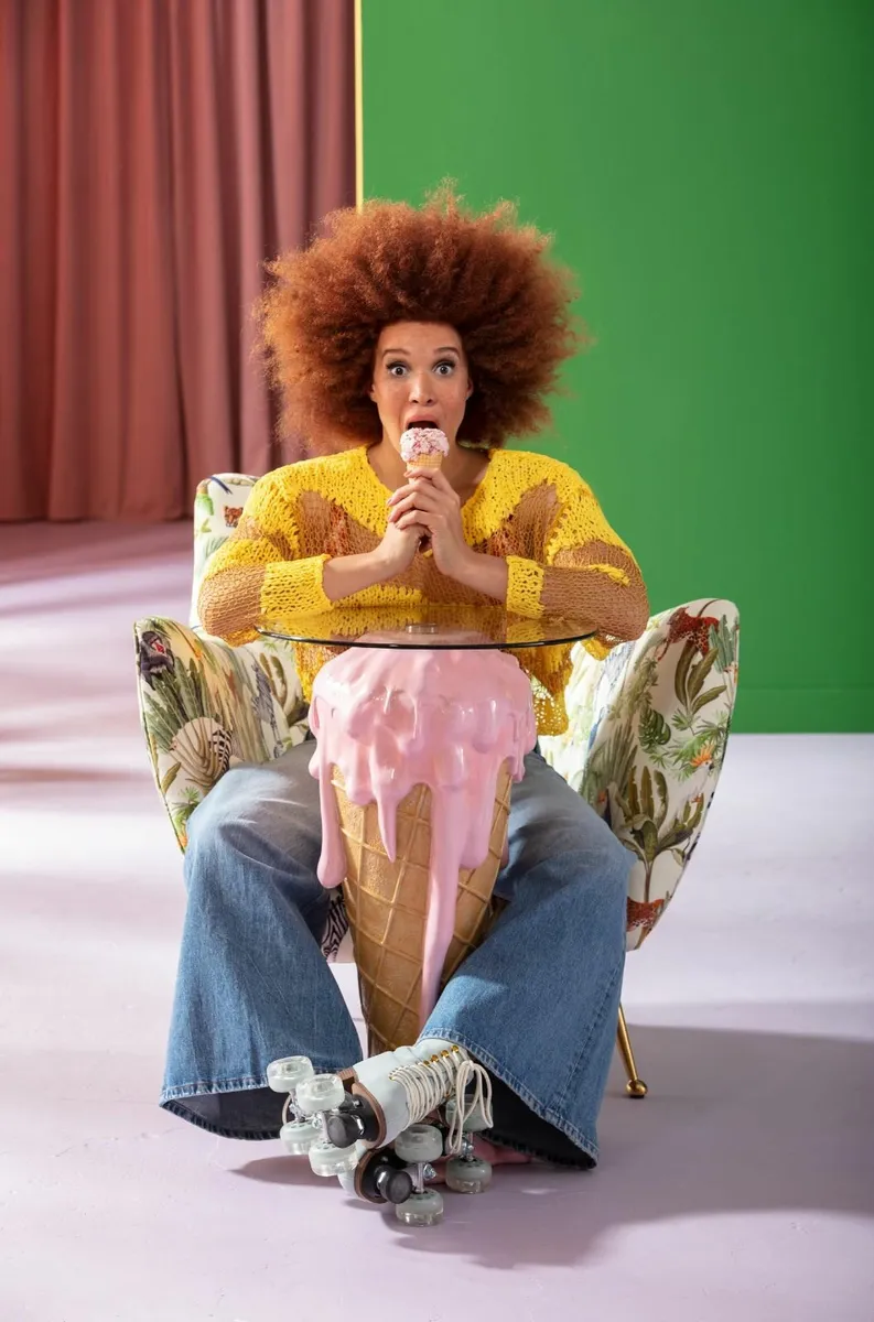 Bistro Ice Cream Pink Pub Dining Table 48cm - Image 2