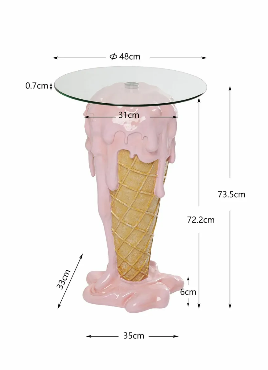 Bistro Ice Cream Pink Pub Dining Table 48cm - Image 3