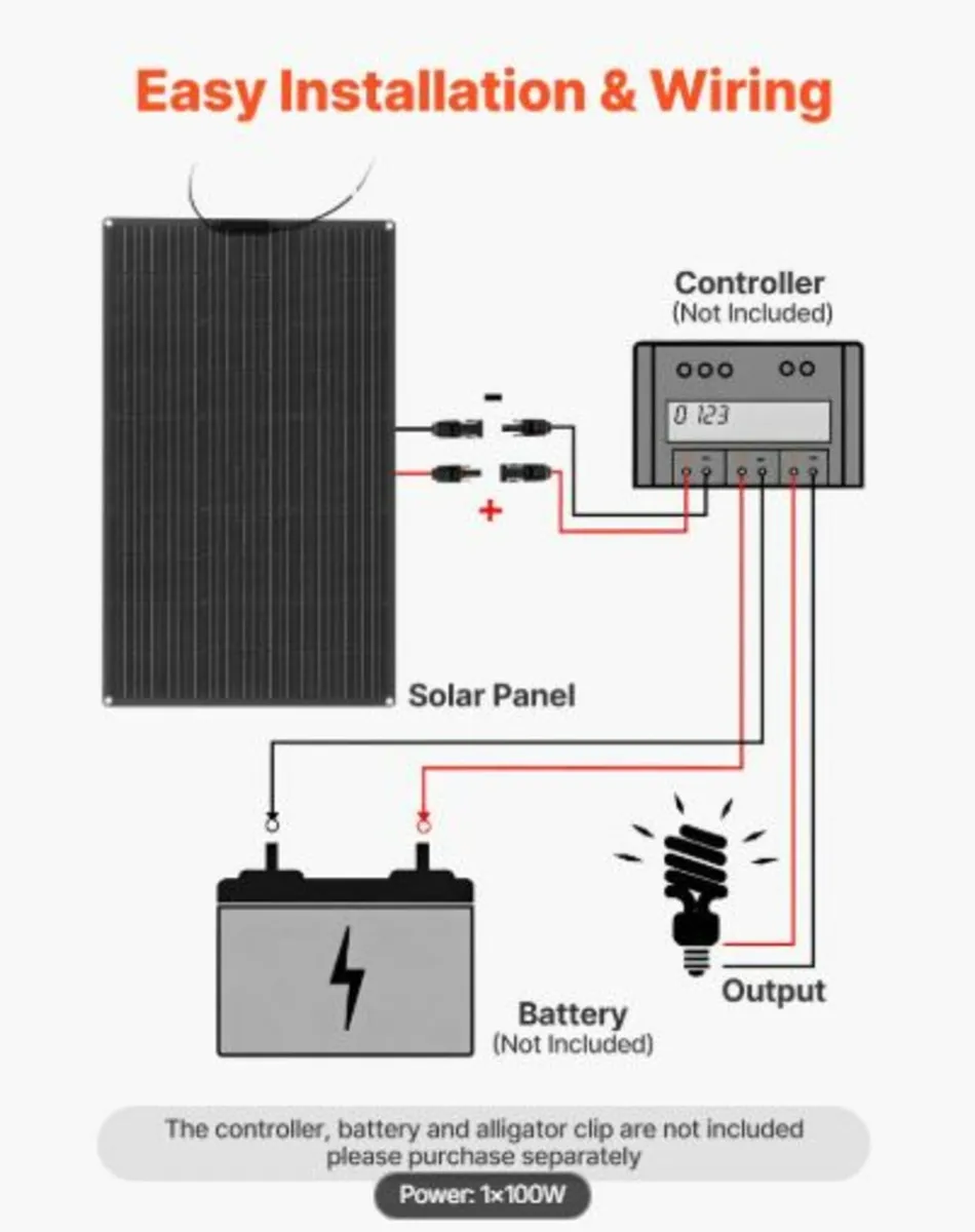 Flexible Solar Panel, 100W Semi-Flexible Bendable - Image 3