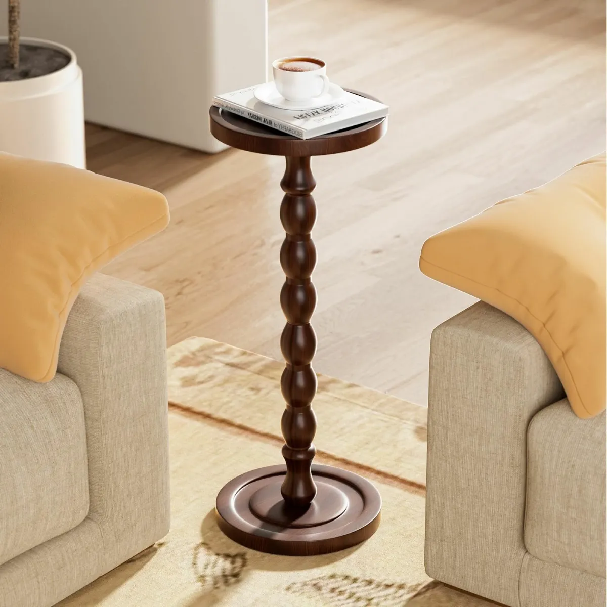 Wooden Round Side Table, Round Bar Coffee - Image 3