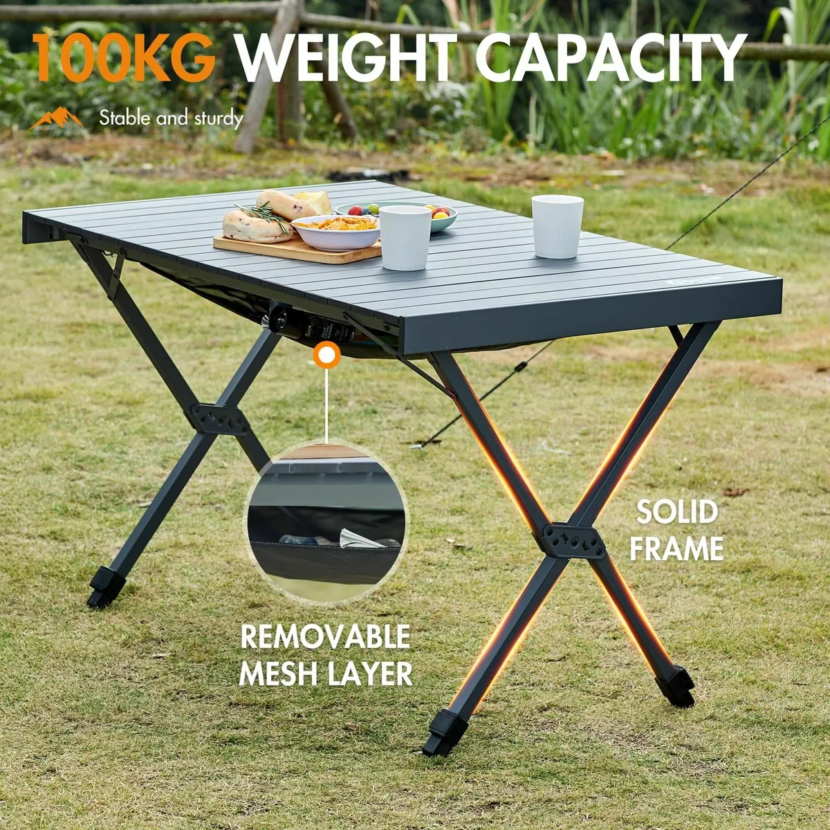 Camping Table Folding 108x71cm Height Adjust - Image 4