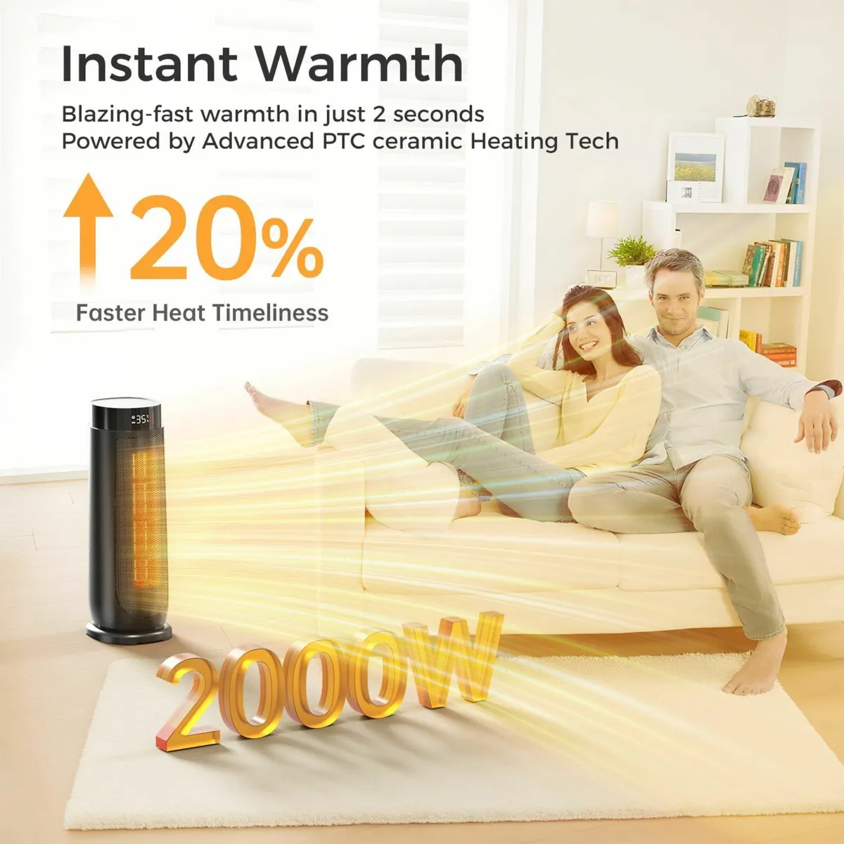 Electric Heater, 2000W PTC Fan Heater Home Space - Image 4